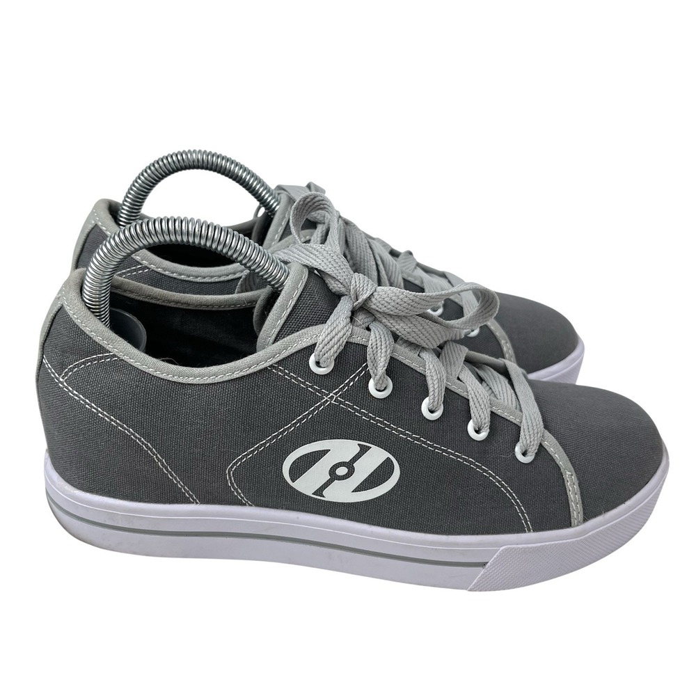 Heelys Canvas Low Top Gray Skate‎ Shoes Sneakers Men's Size 7 Lace Up Wheels EUC